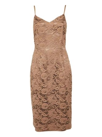 Elisabetta Franchi lace-detailing midi dress - women - Viscose/Polyamide - M - Pink