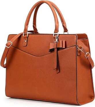 Generic Compatible For Women 15.6 Inch Leather Tote Work Business Office Briefcase Large Lightweight Handbag Shoulder(G)