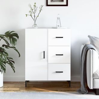 vidaXL Vidaxl - Aparador De Madera Contrachapada Blanco Brillante 69,5x34x90 Cm
