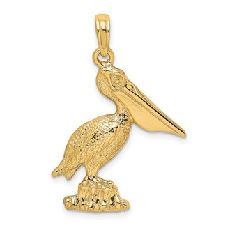 Diamond2Deal 14k Yellow Gold Standing Pelican Charm