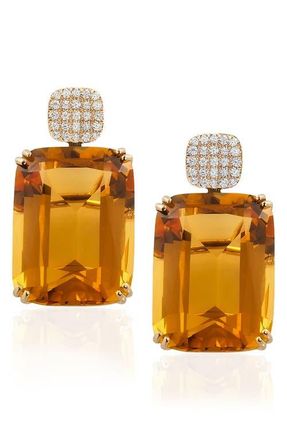 Goshwara Gossip Cushion Cut Drop Earrings in Yellow at Nordstrom