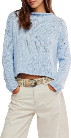 Free People Opal Roll Neck Crop Sweater in Cashmere Blue at Nordstrom, Size X-Small