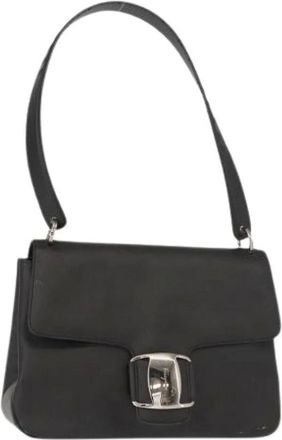 Ferragamo Pre-owned Shoulder Bags, female, Black, Size: ONE SIZE Pre-owned Leather Shoulder Bag