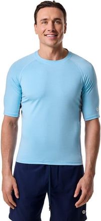 Coolibar Mens Ultimate Short Sleeve Rash Guard, UPF 50+ Sun Protection in Blue Line at Nordstrom, Size Xx-Large