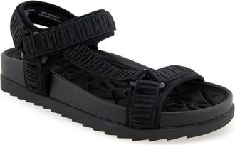 Aerosoles Latoya Flatform Slide Sandal in Black Rouched Elastic Fabric at Nordstrom, Size 5.5