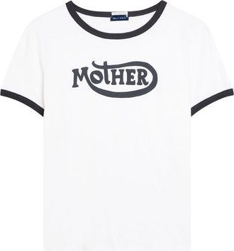 Mother Lil Goodie Ringer Logo-print Cotton T-shirt - White - S (UK8-10 / S)
