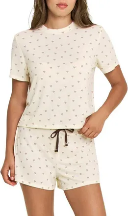 Honeydew Intimates Star Seeker T-Shirt & Shorts Pajama Set in Butter Daydream Hearts at Nordstrom, Size X-Large