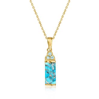Ross-Simons Turquoise Pendant Necklace With. Swiss Blue Topaz in 18kt Gold Over Sterling