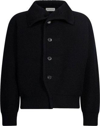Dries Van Noten Ribbed Knit Sweater With Boxy Silhouette And Button Closure