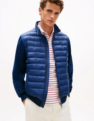 Tommy Hilfiger Mens Tommy Hilfiger Essential RWB Mixed Media Mens Stand Collar Jacket - Carbon Navy - Size: 40/Regular