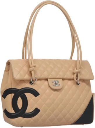 Chanel Pre-owned Leather chanel-bags - Dames - Vintage Schoudertas - Beige - ONE Size - Leer - Vintage