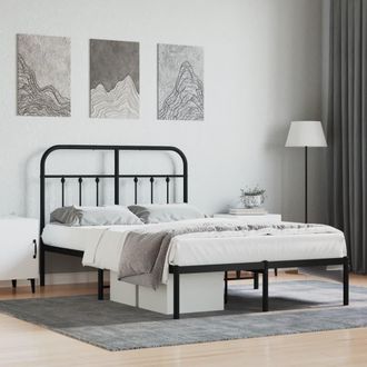 vidaXL Estructura Cama Sin Colch&oacute;n Con Cabecero Metal Negro 120x200 Cm Vidaxl