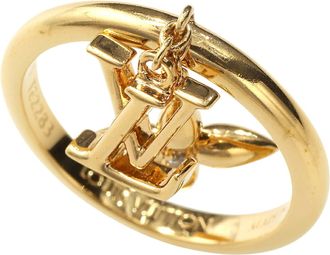 Louis Vuitton Gold Gold Plating Rhinestone Band Ring (Pre-Owned)