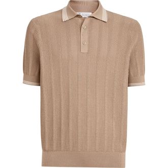 Brunello Cucinelli Cotton knit polo in Tobacco at Nordstrom, Size 50 It
