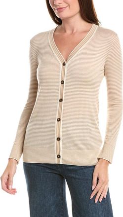 Lafayette 148 New York Stripe Cashmere Cardigan