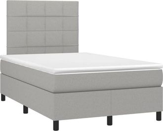 vidaXL Vidaxl - Cama Box Spring Con Colch&oacute;n Y Led Tela Gris Claro 120x190 Cm