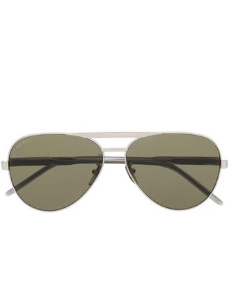 Gucci GG1163S pilot-frame sunglasses - men - Metal (Other) - 60 - Green