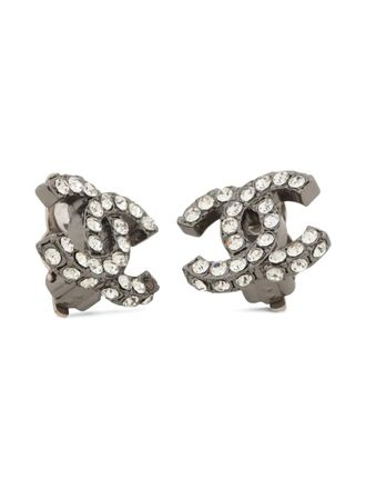 Chanel 2003 CC mark rhinestone earrings - Grigio