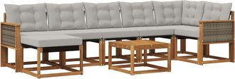 vidaXL Conjunto De Sof&aacute;s De Exterior 8 Uds. Natural Y Gris Claro Vidaxl