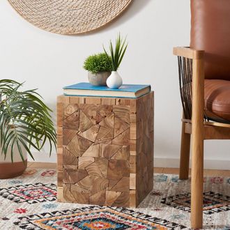 Safavieh Fdark Greyes Teak Square Stool
