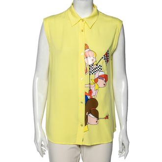Love Moschino Yellow Printed Sleeveless Shirt