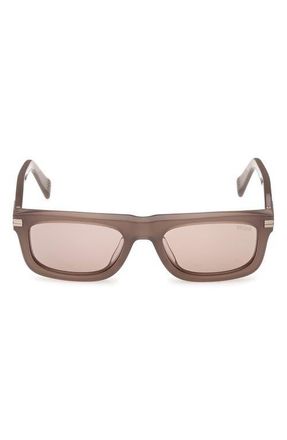 Ermenegildo Zegna 55mm Rectangular Sunglasses in Milky Taupe /Light Bronze at Nordstrom