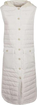 Fabiana Filippi Lange Gewatteerde Bodywarmer - Dames - Bodywarmers - Wit - XS - Polyester - Jassen