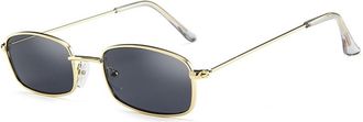 Generic Metal Small Frame Mens Outdoor Womens Sunglasses(Gold)