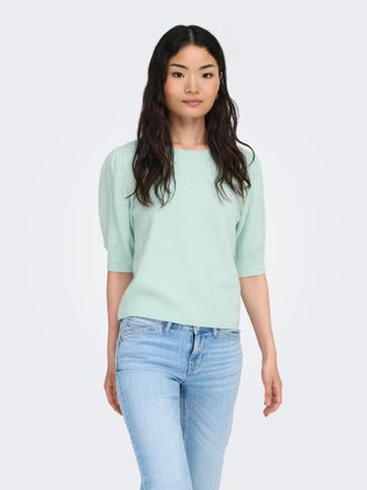 Only Strickpullover ONLY ONLRICA LIFE 2/4 PULLOVER KNT NOOS, Damen, Gr. XL, mist gr&uuml;n detail:melange, Strick, Obermaterial: 93% Polyester, 4% Nylon, 3% Ela