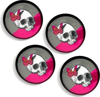 Tiramisu Midnight Flutter Skull Metal Coaster Set