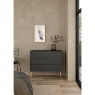 Dmora Dmora - Cajonera Tiffany, C&oacute;moda Multiusos, C&oacute;moda De Dormitorio, Gabinete Con Cajones, 99x39 H82 Cm, Gris