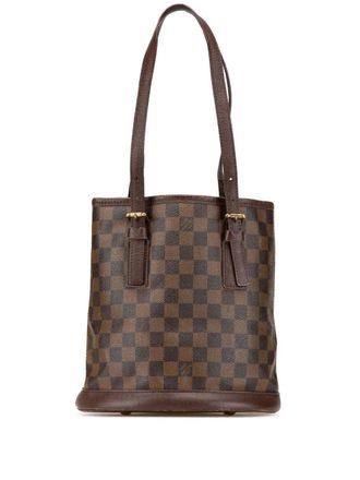 Louis Vuitton 2000 Damier Ebene Marais bucket bag - women - Canvas/Calf Leather - One Size - Brown