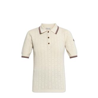 Moncler Polo Shirts, female, Beige, Size: XS Polo Shirt With Logo Patch