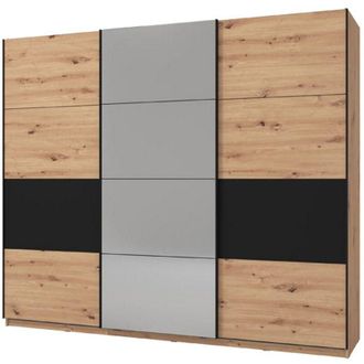 Dmora Guardaroba Grande Lavenone, Armadio Camera da Letto Appendiabiti, 6 Ripiani, Apertura Scorrevole, 262.5x224h cm Marrone Rovere Nodi