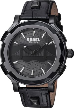 Rebel Rockers Brooklyn Bridge Black Dial Leather Watch