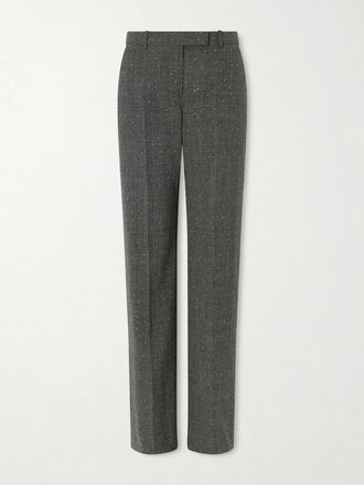 Alexander McQueen Pantaloni A Gamba Dritta In Lana Principe Di Galles - Grigio