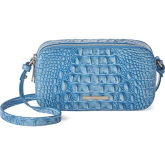 Brahmin Danica Croc Embossed Leather Crossbody Bag in Aura Blue at Nordstrom
