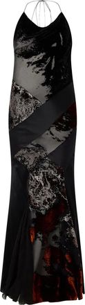 Roberto Cavalli Maxi-jurk met halternek en print - Zwart