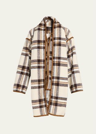 Toccin Greyson Plaid-Print Scarf Jacket