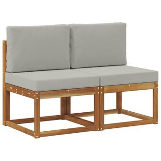 vidaXL 2 Pieza Sof&aacute; Intermedio De Exterior Madera De Acacia S&oacute;lida Vidaxl