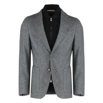 HUGO BOSS Blazers, male, Gray, XL, Slim Fit Jacket with Integrated Bib