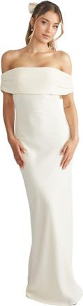 Six Stories Bardot Crepe Bridesmaid Dress in Almond at Nordstrom, Size 10