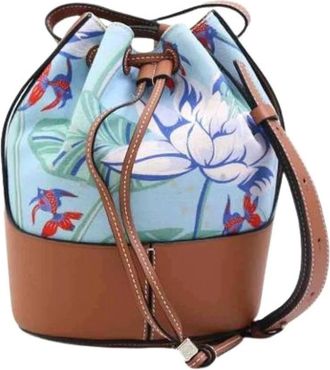 Loewe Pre-owned Bucket Bags, female, Blue, Size: ONE SIZE Pre-owned Canvas Shoulder Bag