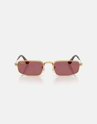 Ray-Ban Rb3927 - Occhiali da sole rettangolari polarizzati color oro Arista con lenti viola