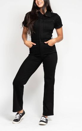 Judy Blue High Waist Tummy Control Straight Jeans Jumpsuit In Black