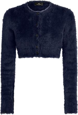 Etro brushed-knit cropped cardigan - women - Nylon - 46 - Blue