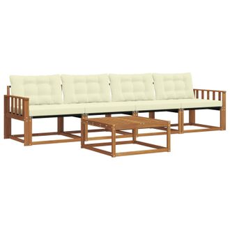 vidaXL Conjunto De Sof&aacute;s De Exterior Con Coj&iacute;n 5 Pcs Natural Y Crema Vidaxl