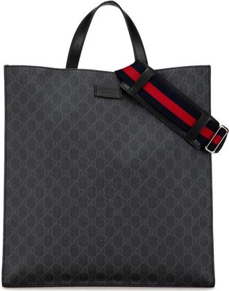 Gucci Pre-owned Tote Bags, female, Black, Size: ONE SIZE Pre-owned GG Supreme Convertible Soft Tote