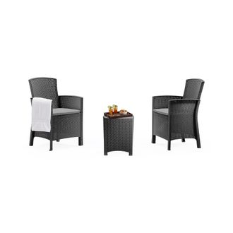 Dmora Conjunto De Sal&oacute;n Exterior Dfre, Conjunto De Jard&iacute;n Con Cojines, Conjunto De Sal&oacute;n Interior Efecto Rat&aacute;n, 100% Made In Italy, Antracita - Dmora