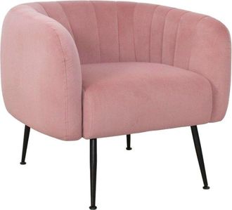 Home Heavenly Home Heavenly - Butaca Terciopelo Rosa Telma, De Dise&ntilde;o Envolvente Tela Velvet Y Patas Negras Met&aacute;licas. Color: Rosa